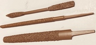 Carbide coated round file, cabinet rasp and 8" riffler